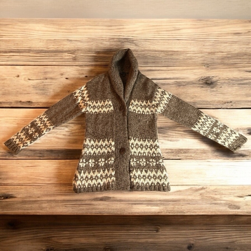 Banana Republic Patterned Cardigan in Brown and Cream